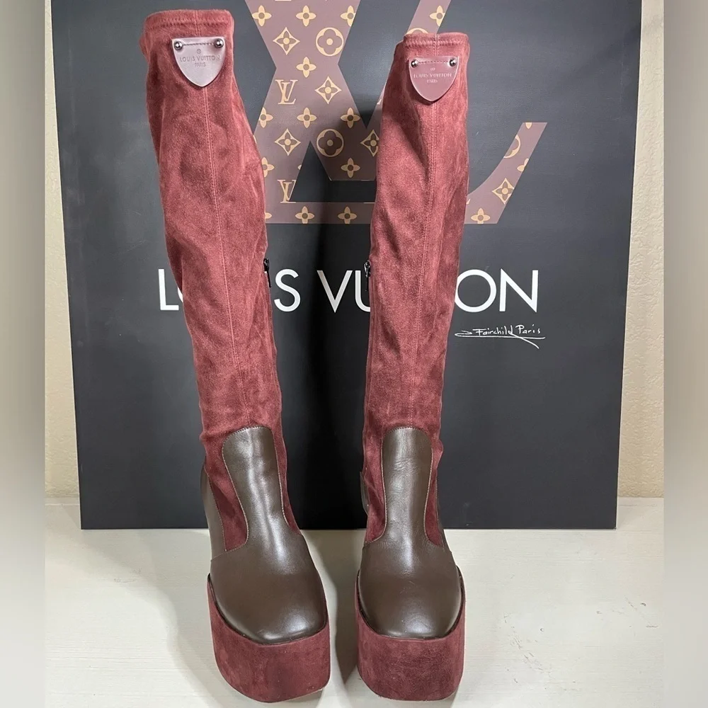 Louis Vuitton Boots LV Podium Platform Boots Authentic COA LV Tall Boots 🔥 - Picture 3 of 14